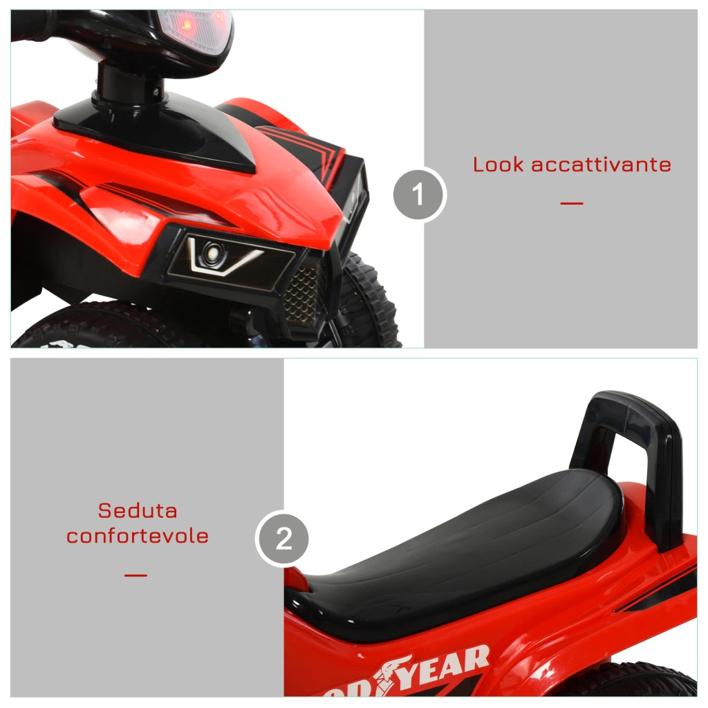 Quad Giocattolo Bambini 18-36 Mesi Licenza GOODYEAR Luci e Suoni Rosso