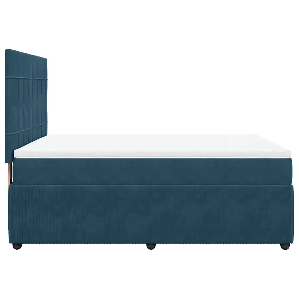 Giroletto a Molle con Materasso Blu Scuro 160x200 cm in Velluto