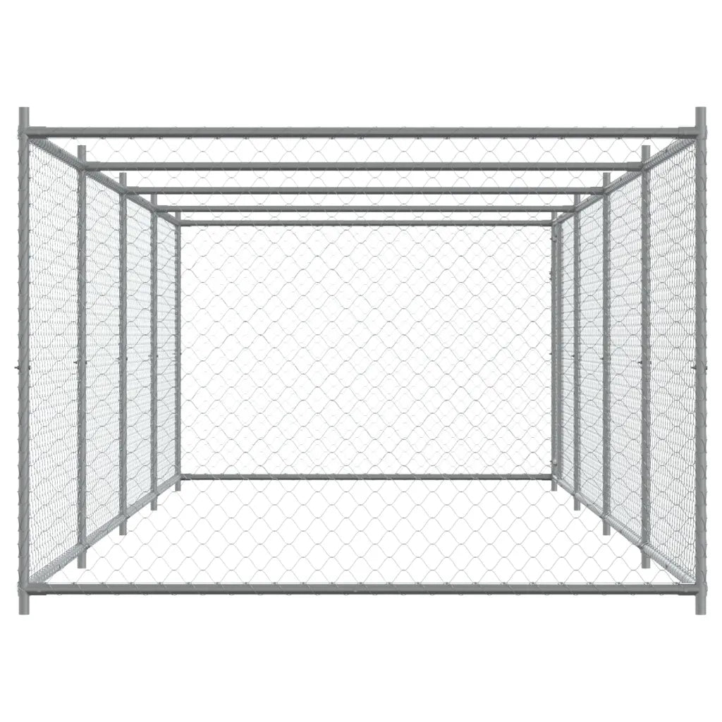 Gabbia per Cani con Porta Grigia 8x2x1,5 m in Acciaio Zincato 3209580