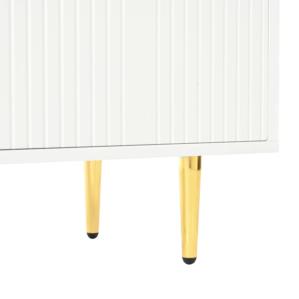 Credenza 160x80x40 cm a 4 ante in MDF e truciolare bianca con dettagli dorati