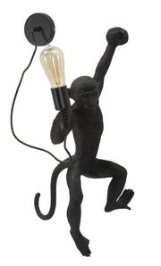 Lampada da Muro Monkey Nera 32x32x64 cm in Resina Nero e Oro