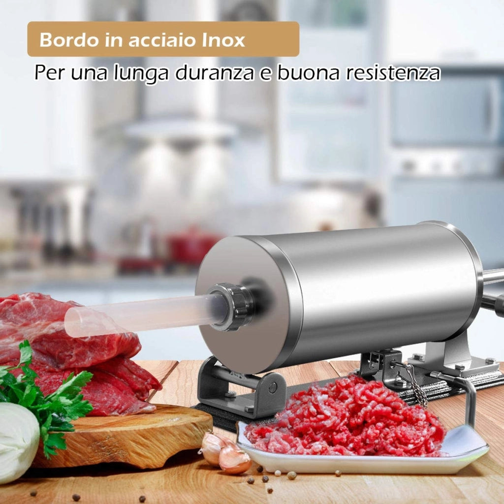 3kg Macchina insaccatrice per salsicce in acciaio inox con 4 tubi di riempimento, Insaccatrice manuale casa-Macchine da cucina