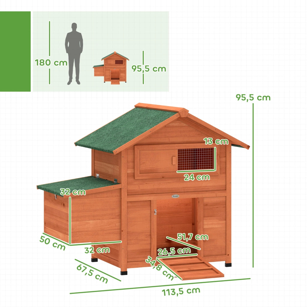 Pollaio da Giardino in Legno con Nido e Tetto Impermeabile ¨C Xylo ¨C 113,5x67,5x95,5 cm
