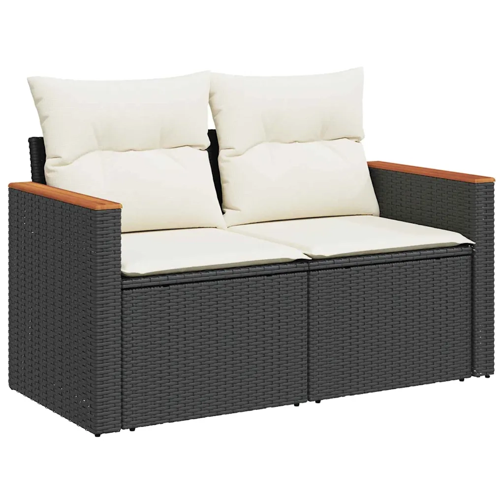 Set Divano da Giardino 18 pcs Nero e Crema polyrattan 3365060