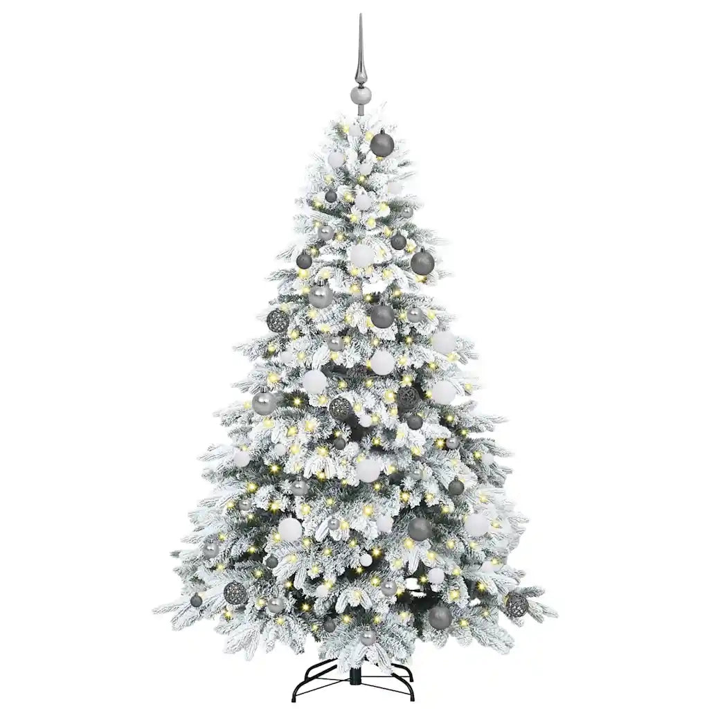 Albero di Natale | Decorazioni natalizie artificiale con 300 LED Bianco 180 cm PE e PVC