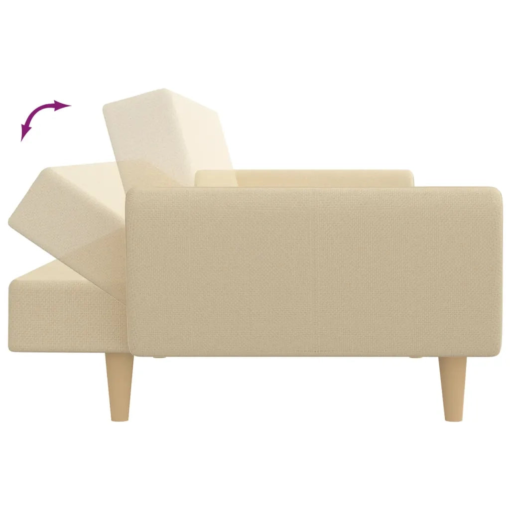 Divano letto | Sof¨¤ letto | Letto singolo a 2 Posti Crema in Tessuto