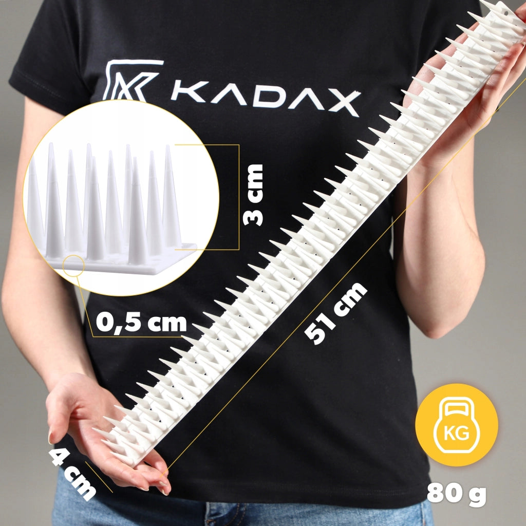 Punte anti-piccioni KADAX, 51 cm, in plastica densa e resistente, 24 pezzi