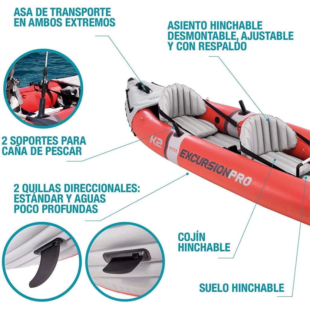 Canoa Gonfiabile 2 Posti Intex Excursion Pro 384 x 94 x 46 cm