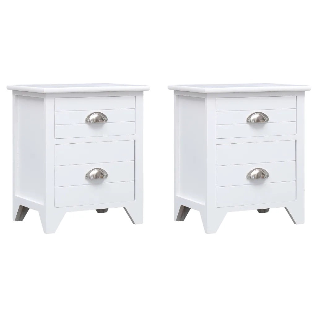 Set Comodini 2 pz con 2 Cassetti Bianchi 242043