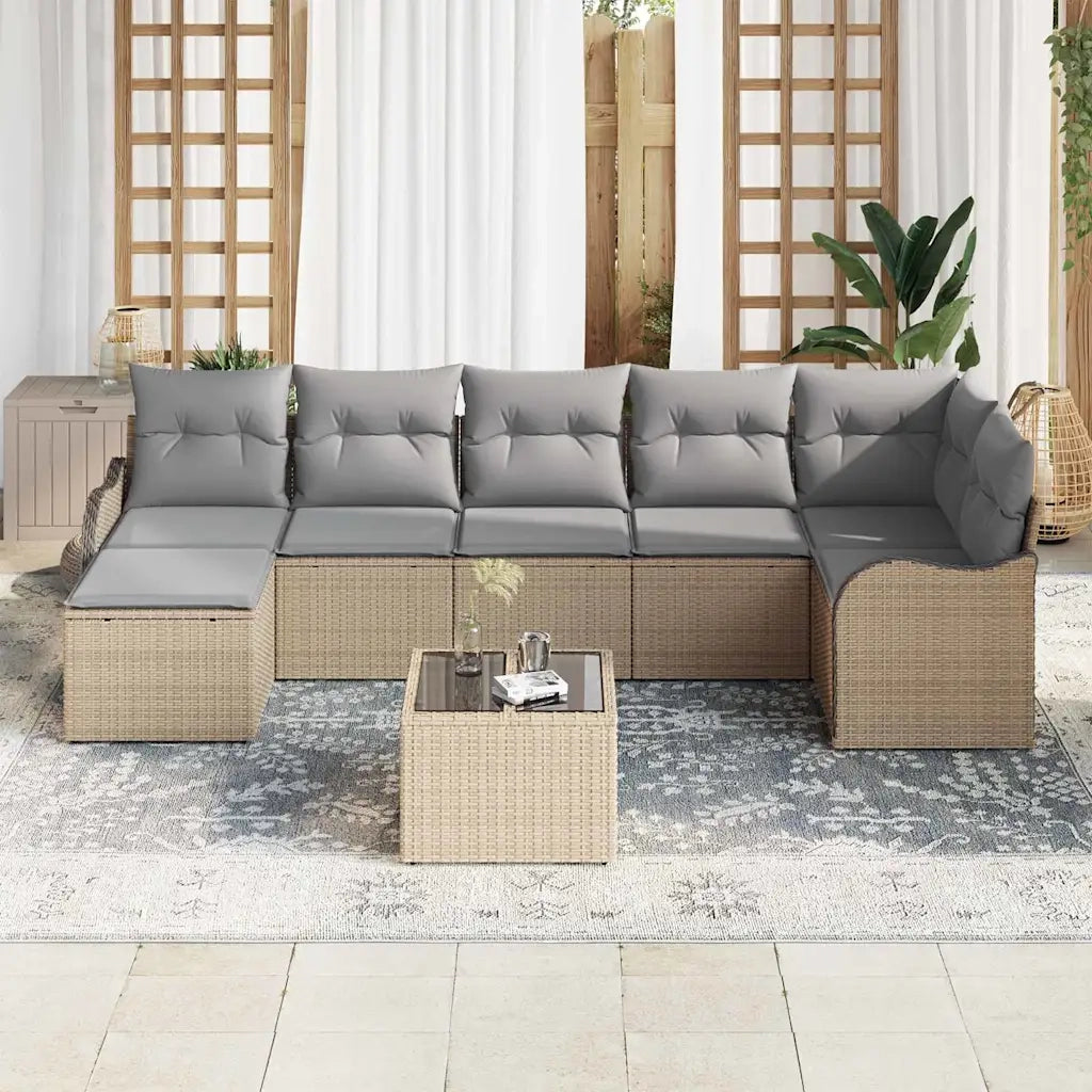 Set Divano da Giardino Beige polyrattan