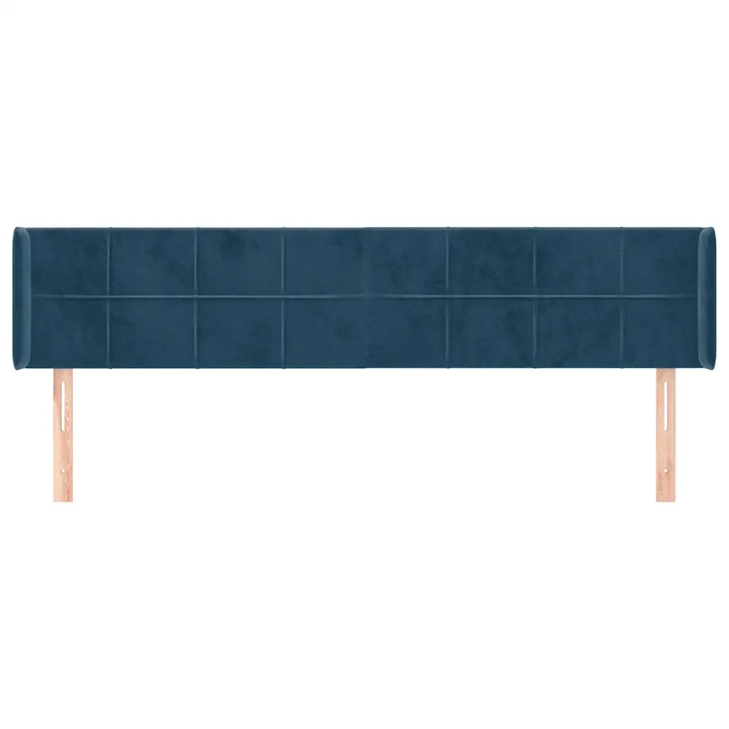 Testiera | Testata ad Orecchio Blu Scuro 203x16x78/88 cm in Velluto