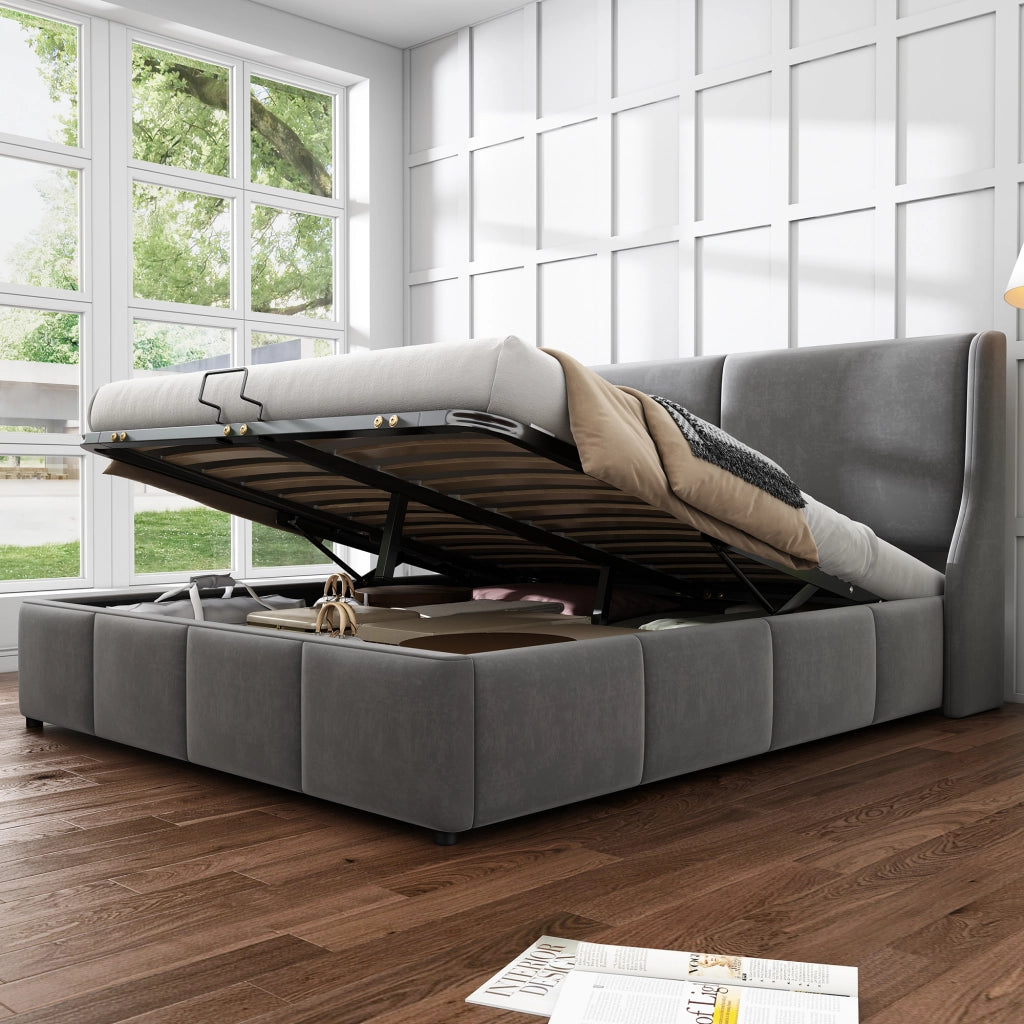 letto imbottito velluto grigio 140 x 200 cm