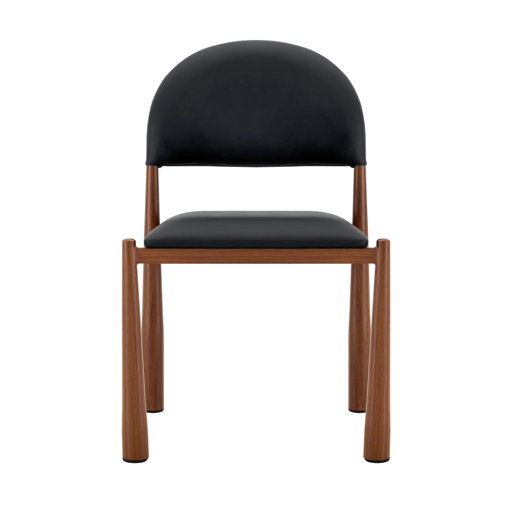 Set 2 sedie da pranzo in PU nero con gambe in metallo HOMVRA