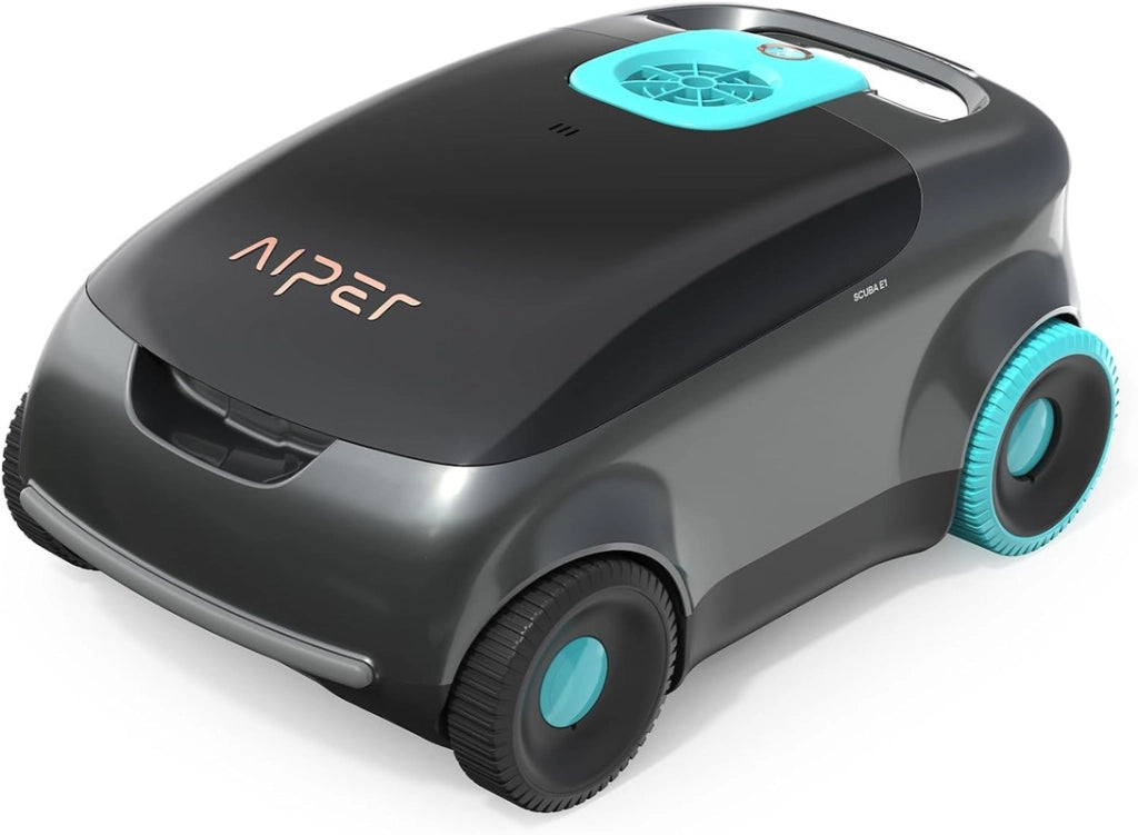 AIPER Scuba E1 Robot Piscina Senza Fili Ultra-Fine Doppia Filtrazione. 100-130 Minuti Autonomia. Sistema Tri-Motore Aspirapolvere Piscina. 2-3 Ore di Ricarica Ideale per Piscine Fuori Terra 100mq