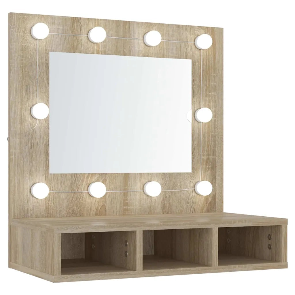 Mobile a Specchio con LED-Armadietto a Specchio Rovere Sonoma 60x31,5x62 cm