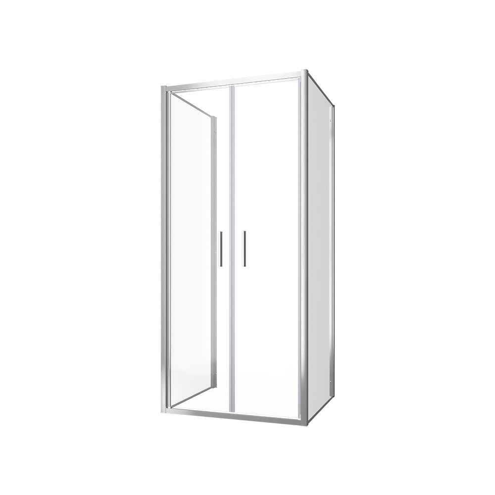 Box doccia tre lati 80x100x80cm con porta saloon profili cromati e vetro 6mm anticalcare trasparente h190 | Portofino