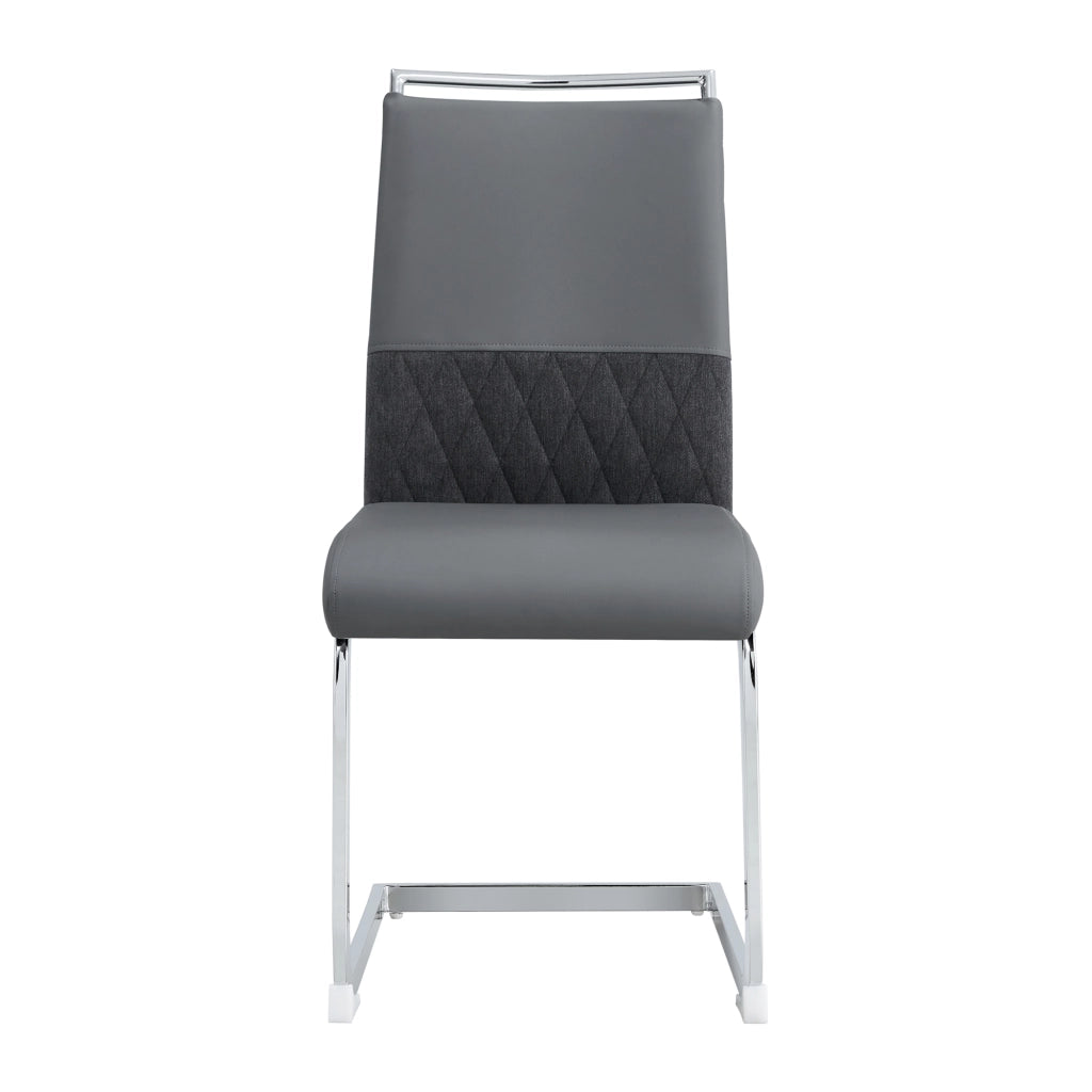 Sedie da Pranzo Set 4 Pezzi, Schienale Alto Imbottito in Ecopelle e Tessuto ¨C MINIMAL ¨C Grigio
