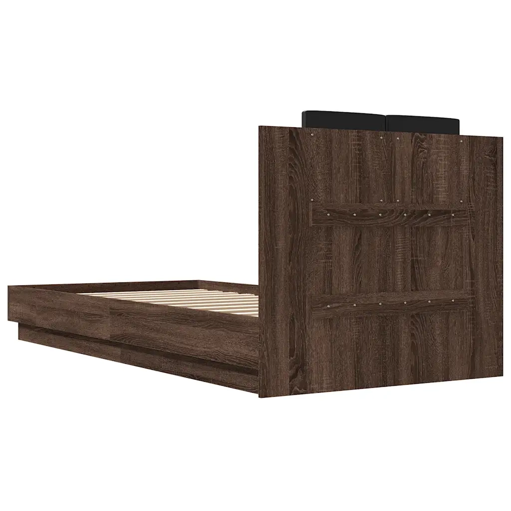 Letto singolo | Letto per adulti | Giroletto Testiera Rovere Marrone 100x200 cm Legno Multistrato