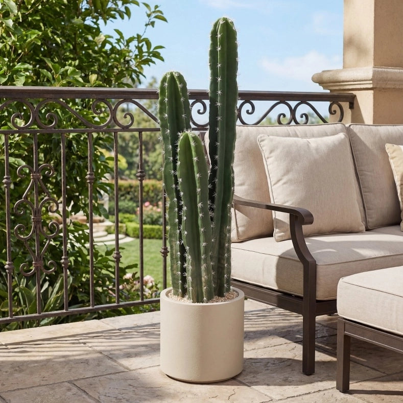 Pianta artificiale cactus ULEVR 95 cm con vaso decorativo ?22x22 cm, verde