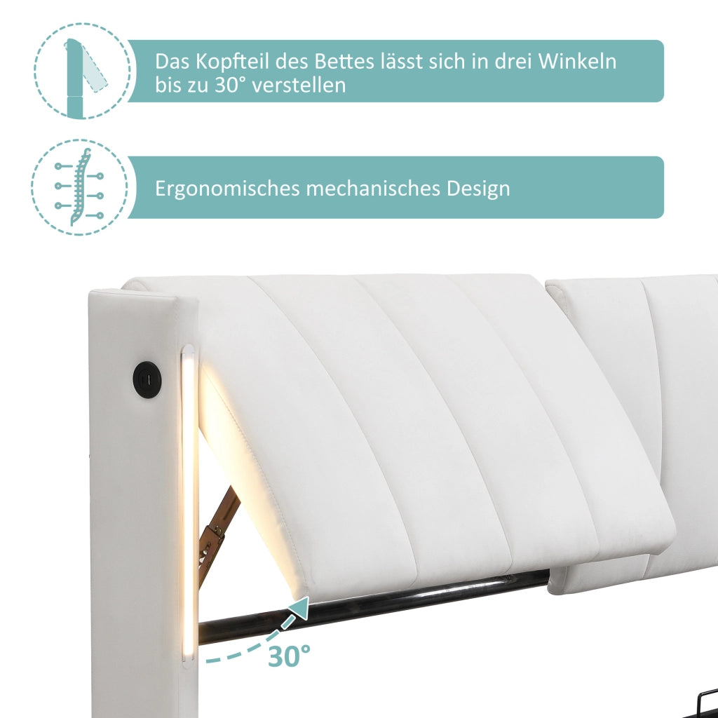 letto imbottito pu bianco 180 x 200 cm