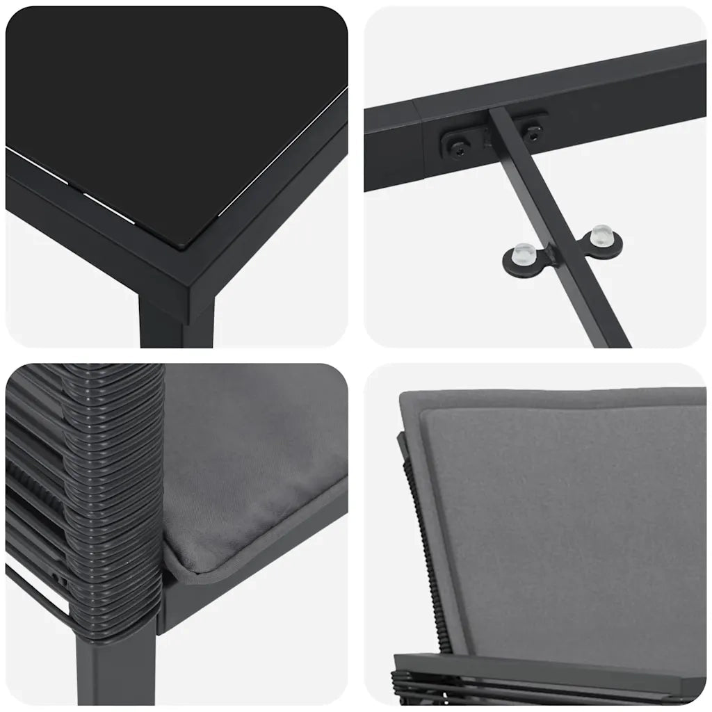 Set da Pranzo per Giardino 9 pcs Nero 3379323