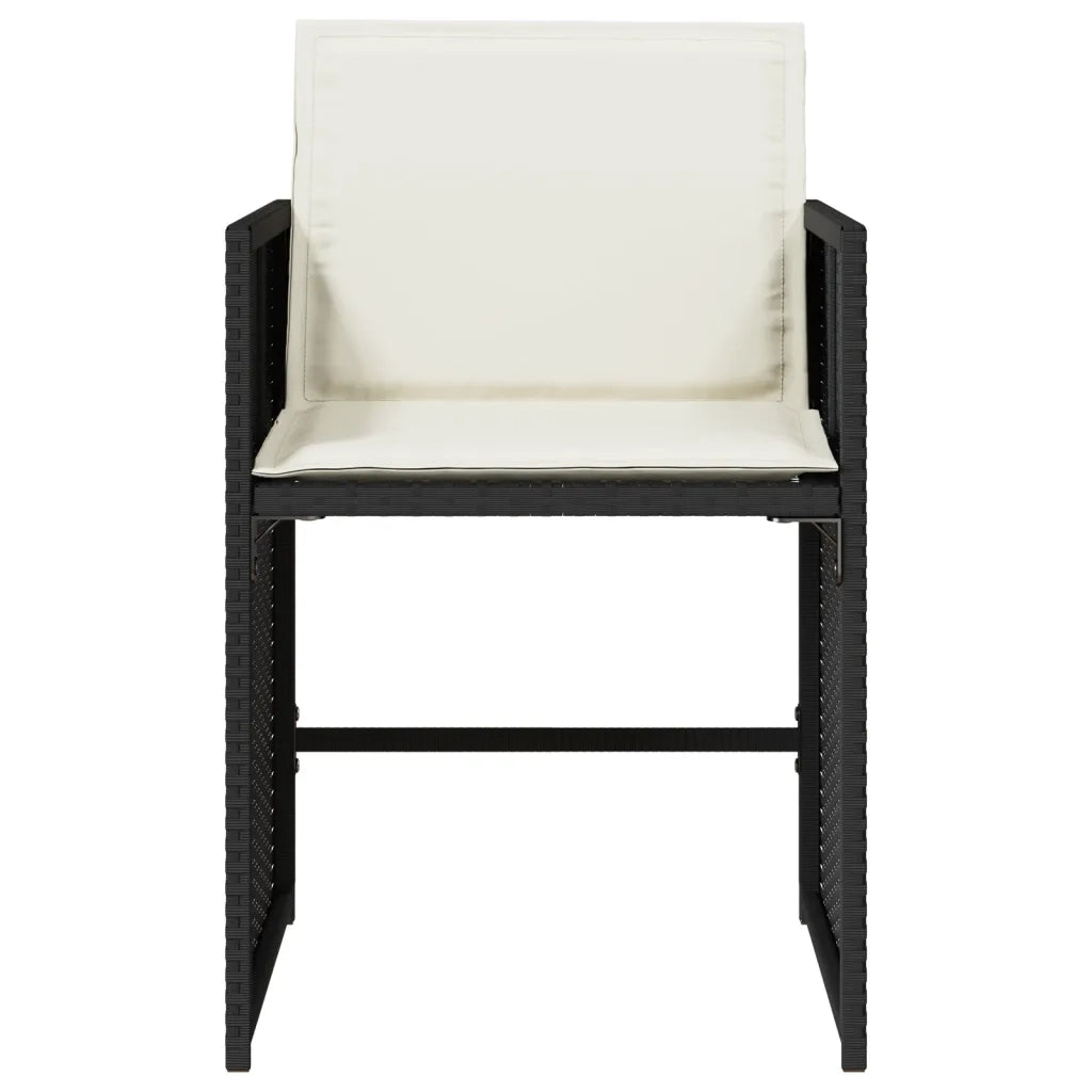 Sedie da Giardino con Cuscini 4 pz | Sedie da Esterno Nere in Polyrattan