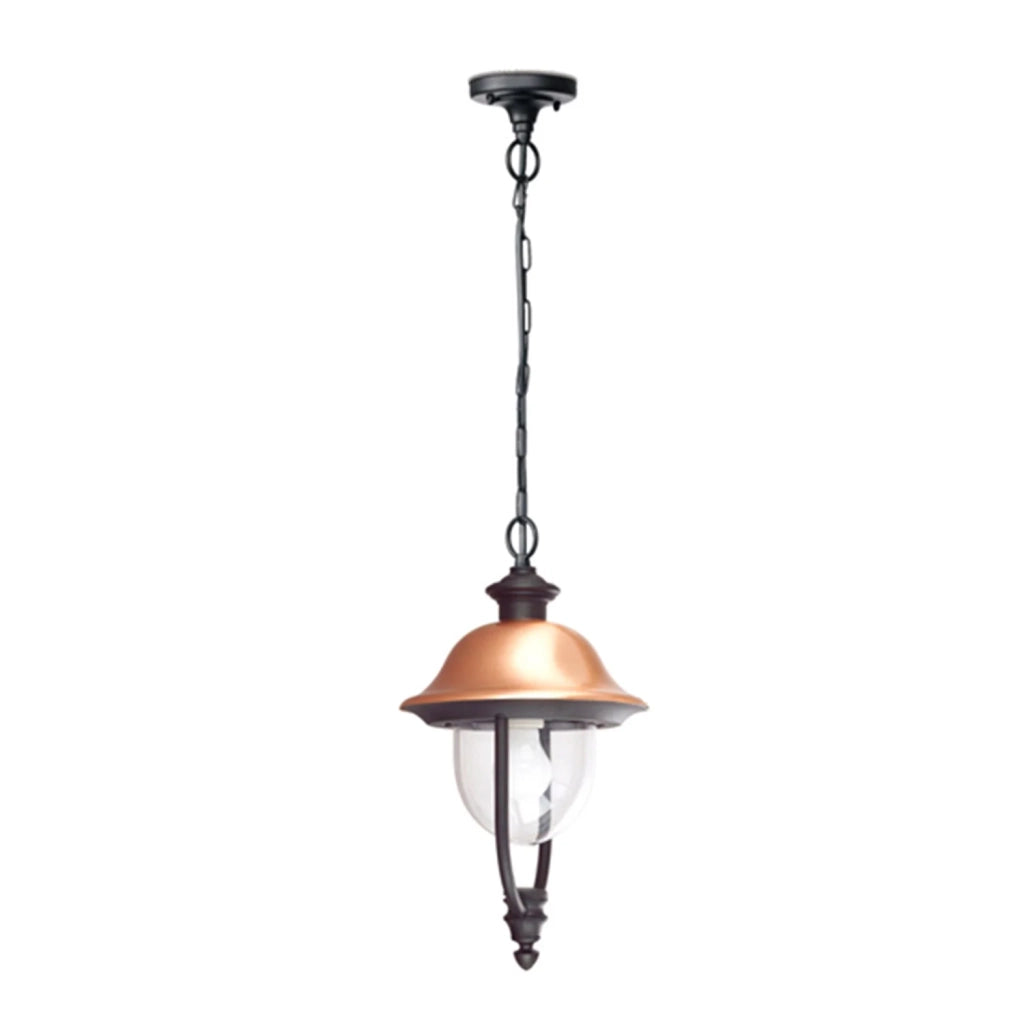 Sospensione Esterno Classica Tatum Alluminio Nero Rame 1 Luce E27 Ip44