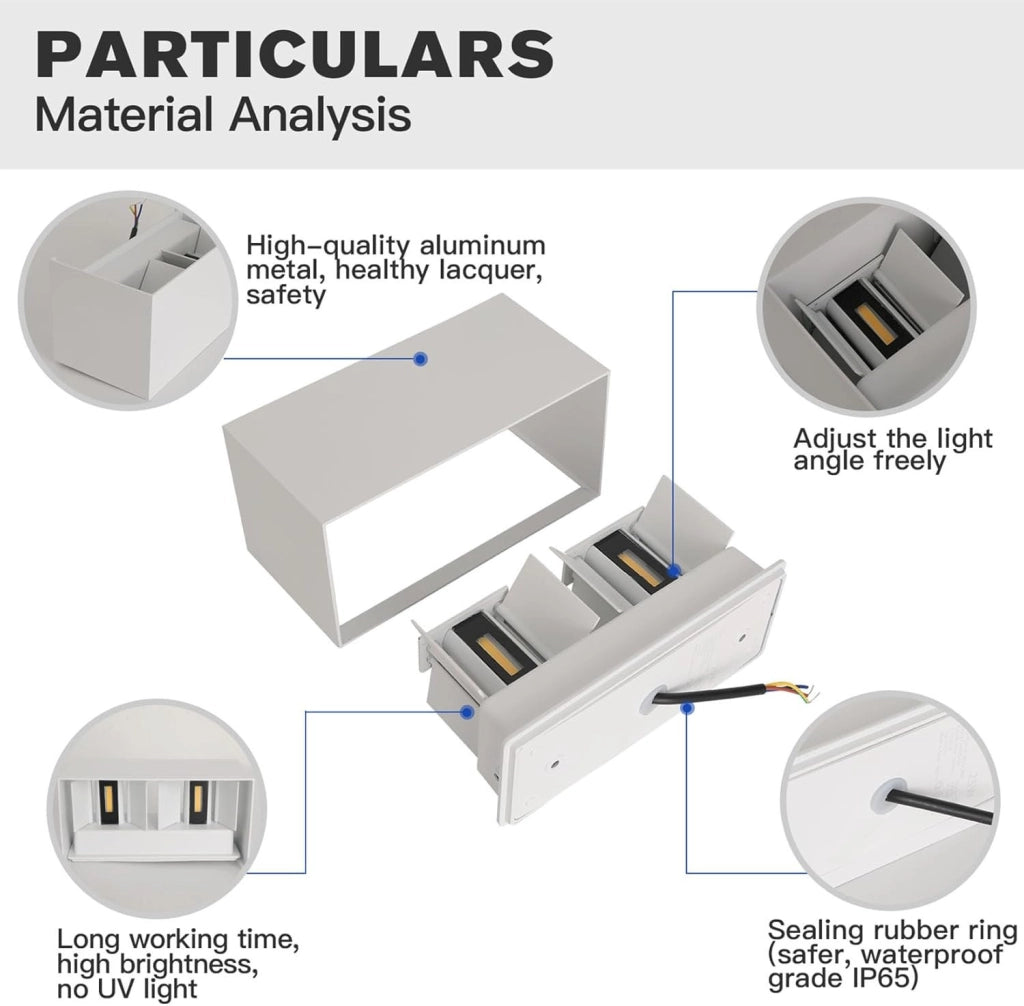 Applique LED da Esterno 24W doppio Fascio Luminoso up down Regolabile IP65 luce Bianca Fredda 6500K