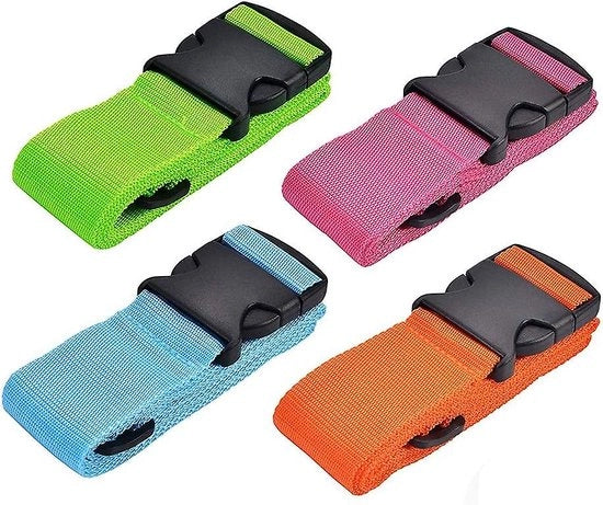Set di cinture per bagaglio - Flessibile - Cintura per bagaglio - Sicurezza extra - Set a 4 pezzi di cintura per bagaglio - Sicurezza extra - Viaggi - Cintura multi - 5cm*180cm - Flessibile