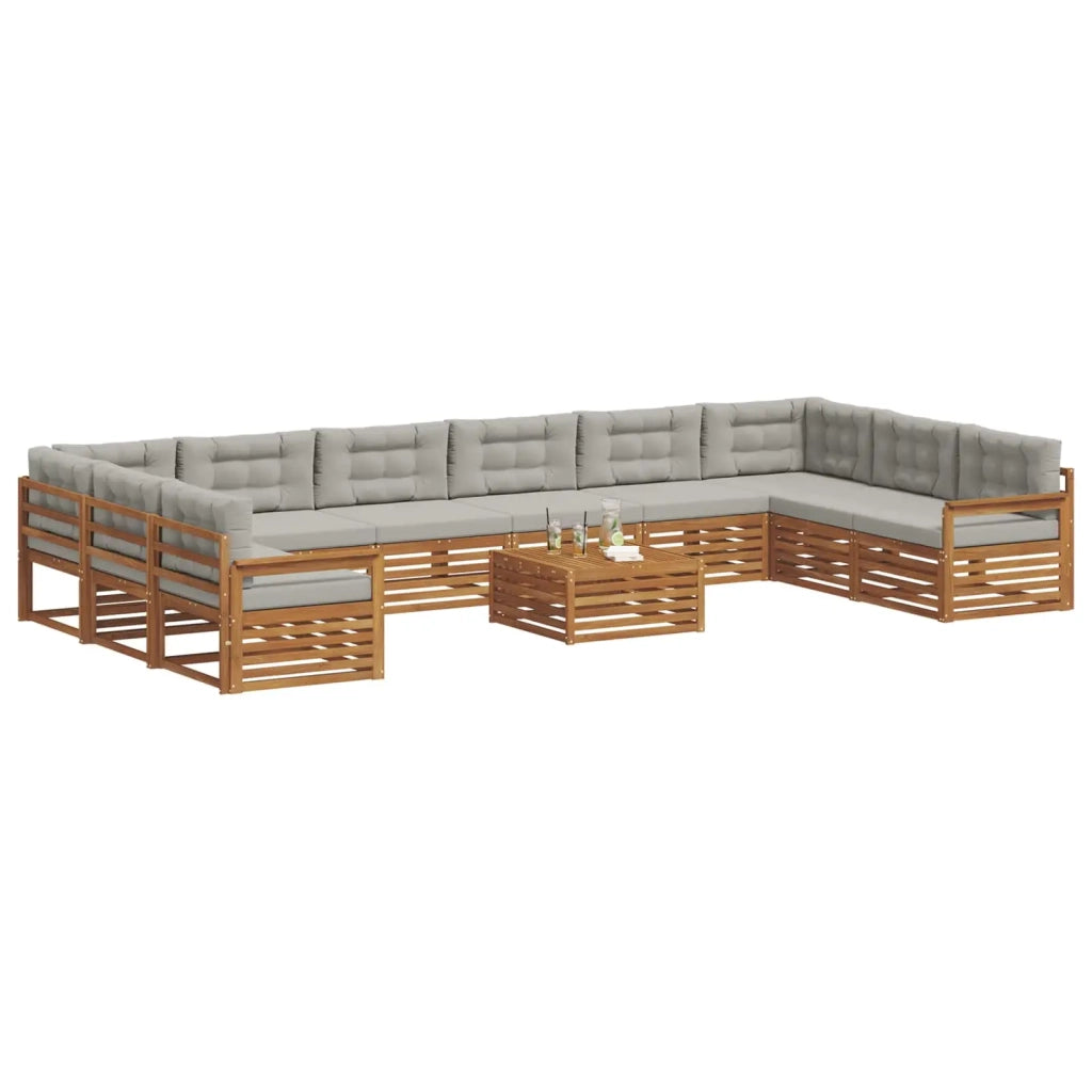 Set divani con cuscino 11 pcs Grigio Naturale e Chiaro 3374236