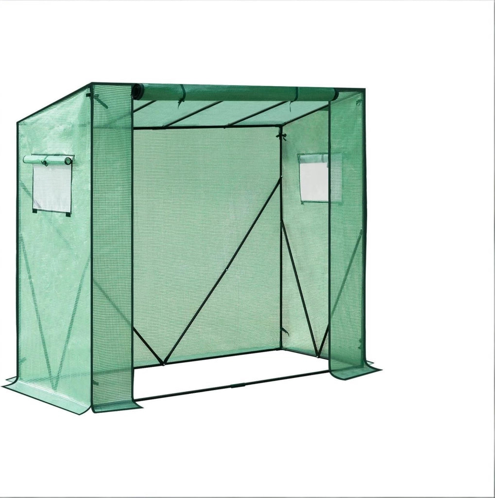 Serra da giardino in PE verde con ripiani 200x77x169 cm
