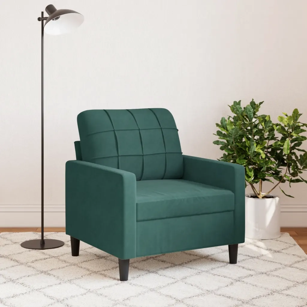 Poltrona Verde Scuro 60 cm Velluto 4007606