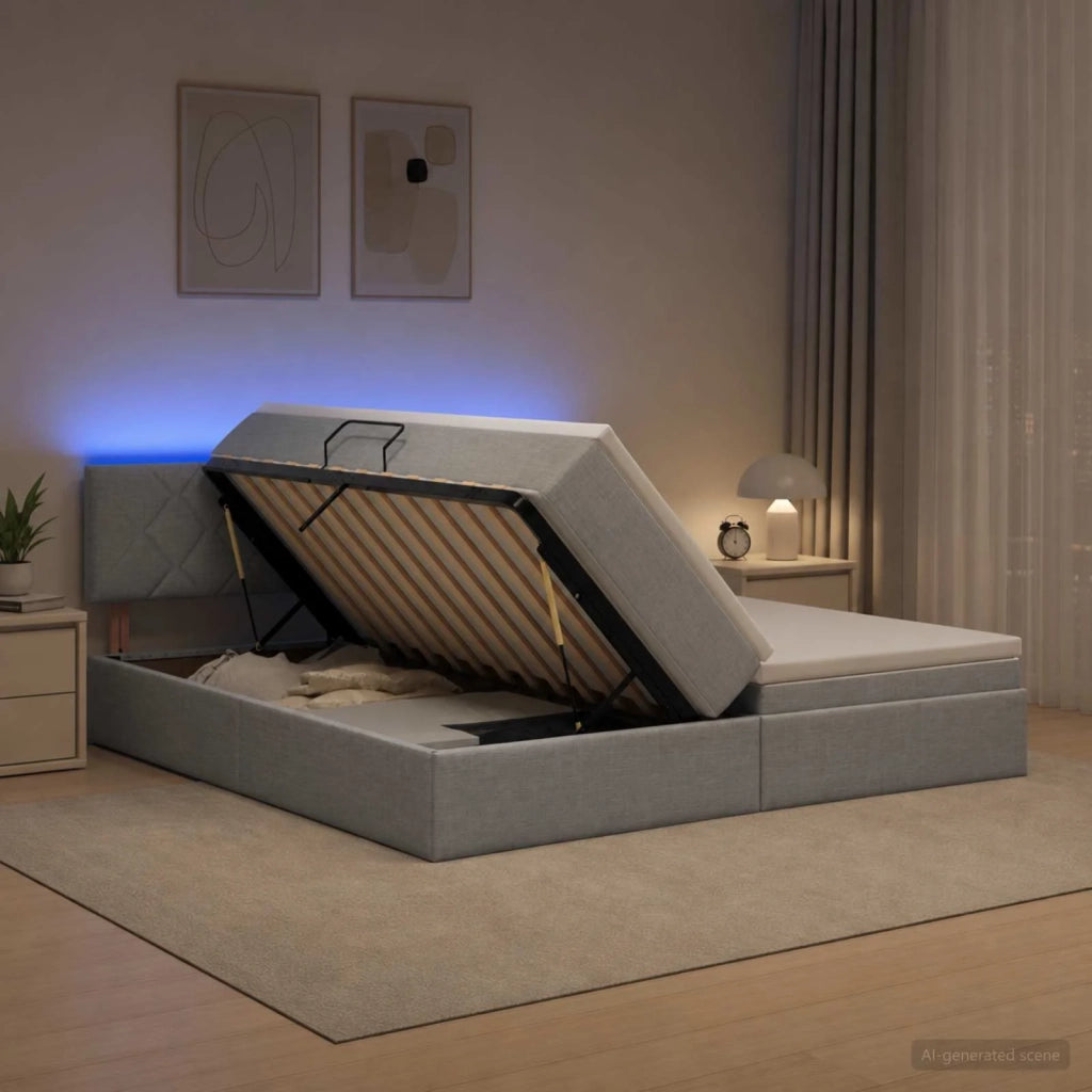 Letto con contenitore LED e materasso Grigio Chiaro 3459366