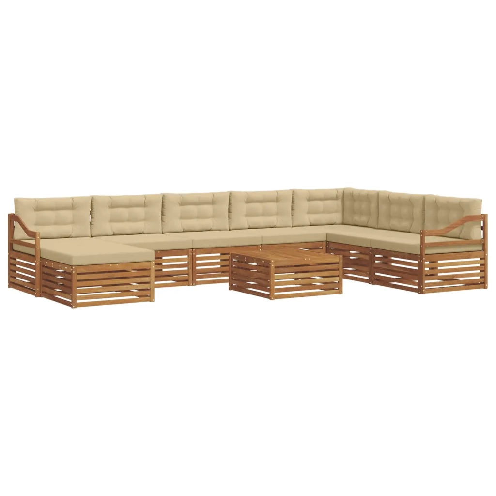 Set di divani da esterno con cuscino 9 pcs Naturale e Beige 3373998
