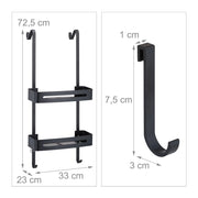 Mensola doccia sospesa per una comoda organizzazione 72,5 x 33 x 23 cm 2 livelli 8 ganci in alluminio grigio 13_0011397
