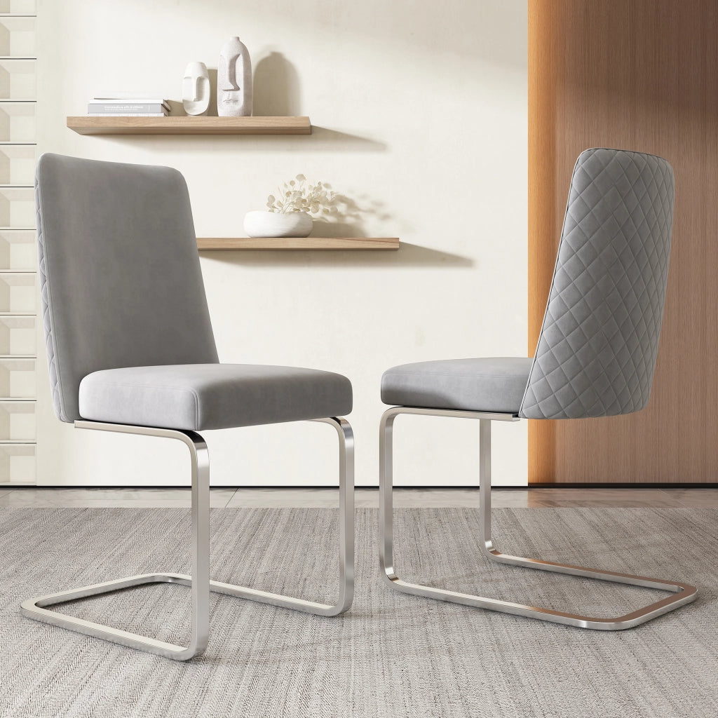 SEDIA da pranzo in velluto grigio e argento, Set da 6 pezzi