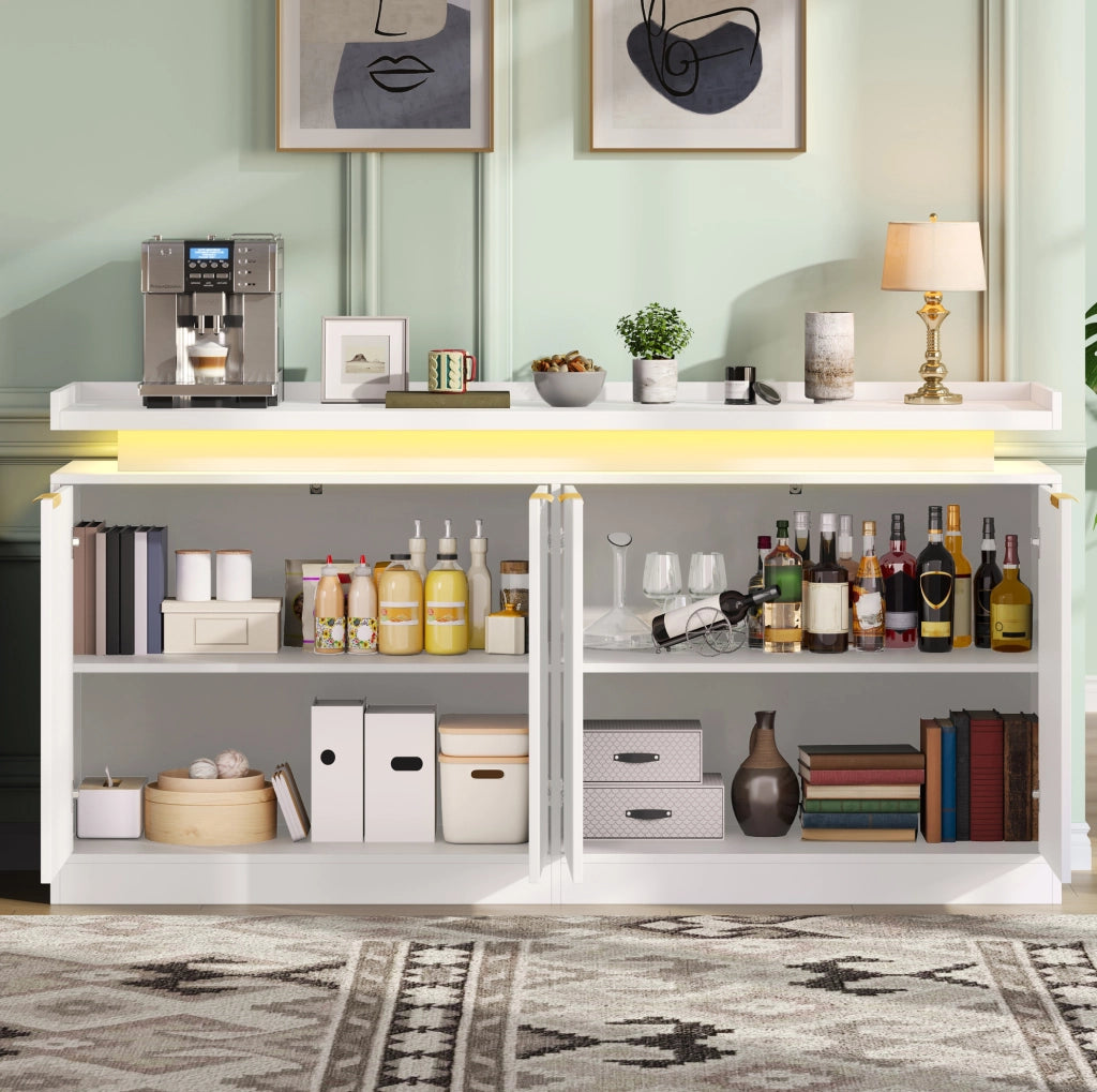 CREDENZA con LED RGB 160x39x83 cm MDF Bianca