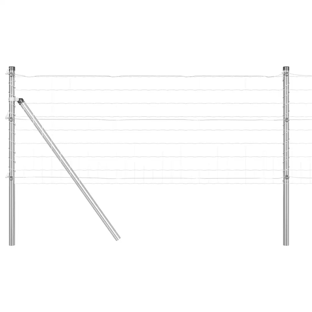 Recinzione con Posto Argento 0,4 x 50 m Acciaio e PVC