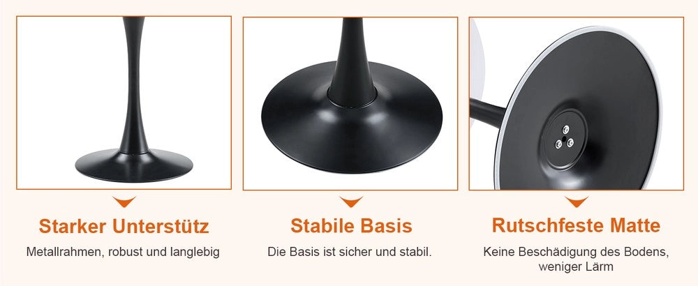 Set Tavolo Rotondo e 2 Sedie da Pranzo ¨C Xylo ¨C Piano MDF, Gambe Nere, Seduta Grigio Chiaro