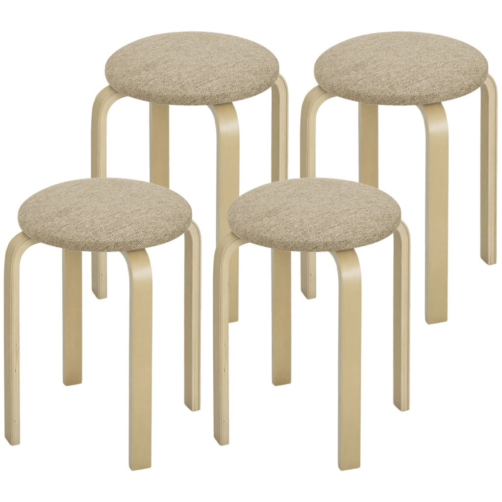 Set 4 Sgabelli Impilabili Rotondi Senza Schienale con Seduta Imbottita ¨C Xylo ¨C Kaki 40x40x45cm