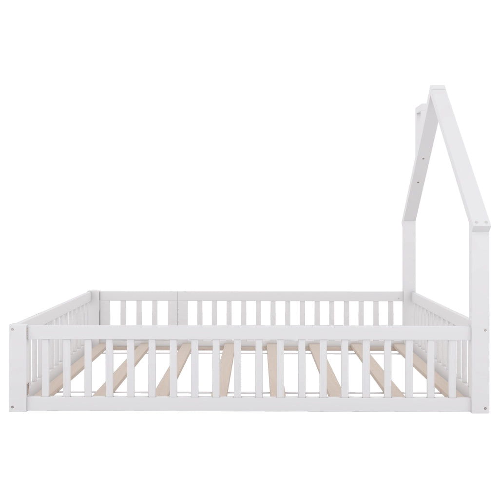 LETTO per bambini a forma di camino 140 x 190 cm in pino e MDF bianco