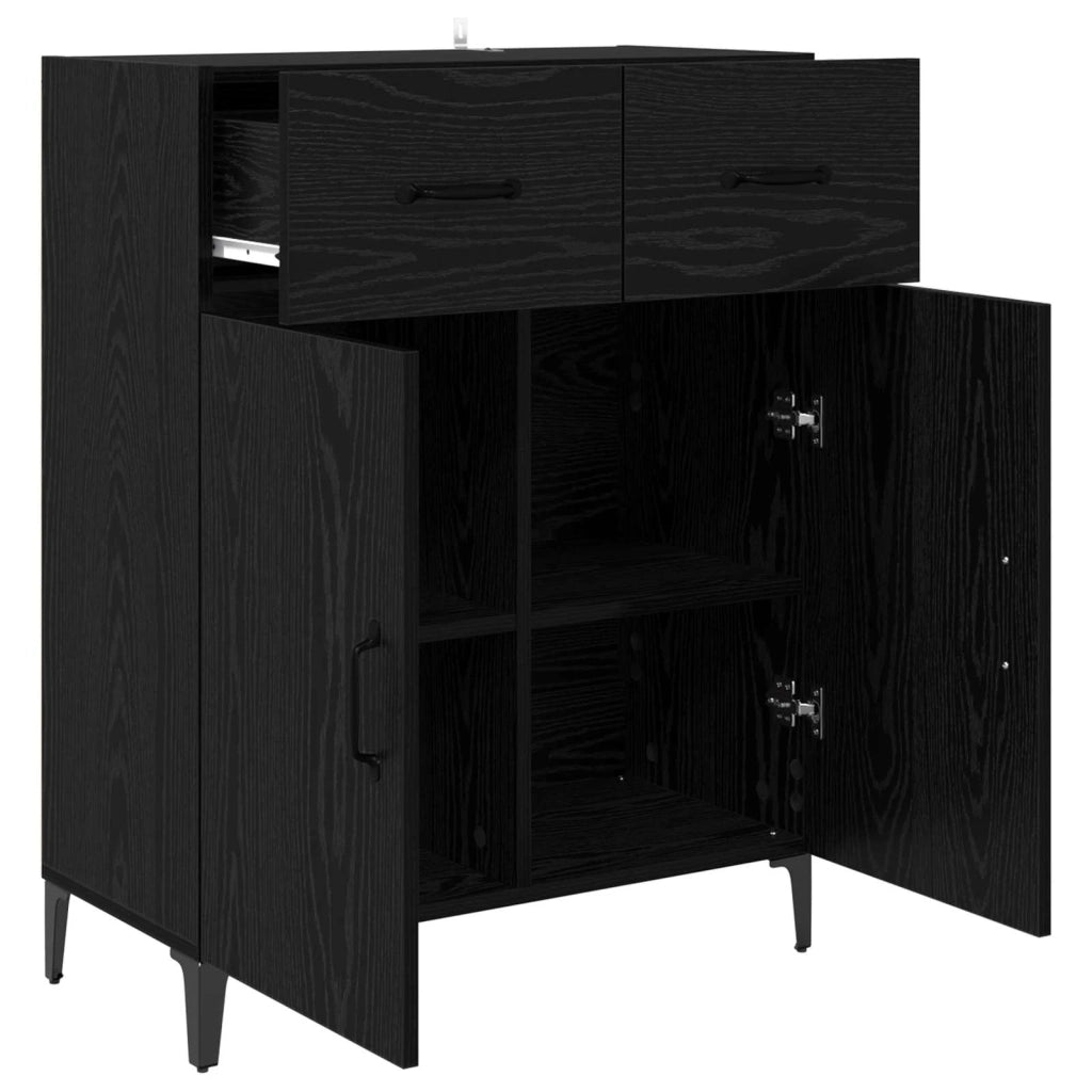 Credenza | Madia | Buffet da pranzo | Armadio da pranzo Rovere Nero 69,5 x 34 x 90 cm Legno multistrato