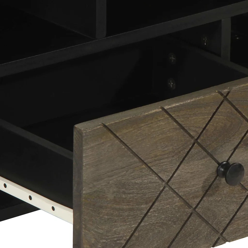Mobile TV | Armadietto TV | Mobile Porta TV Nero 100x33x46 cm in Legno Massello di Mango
