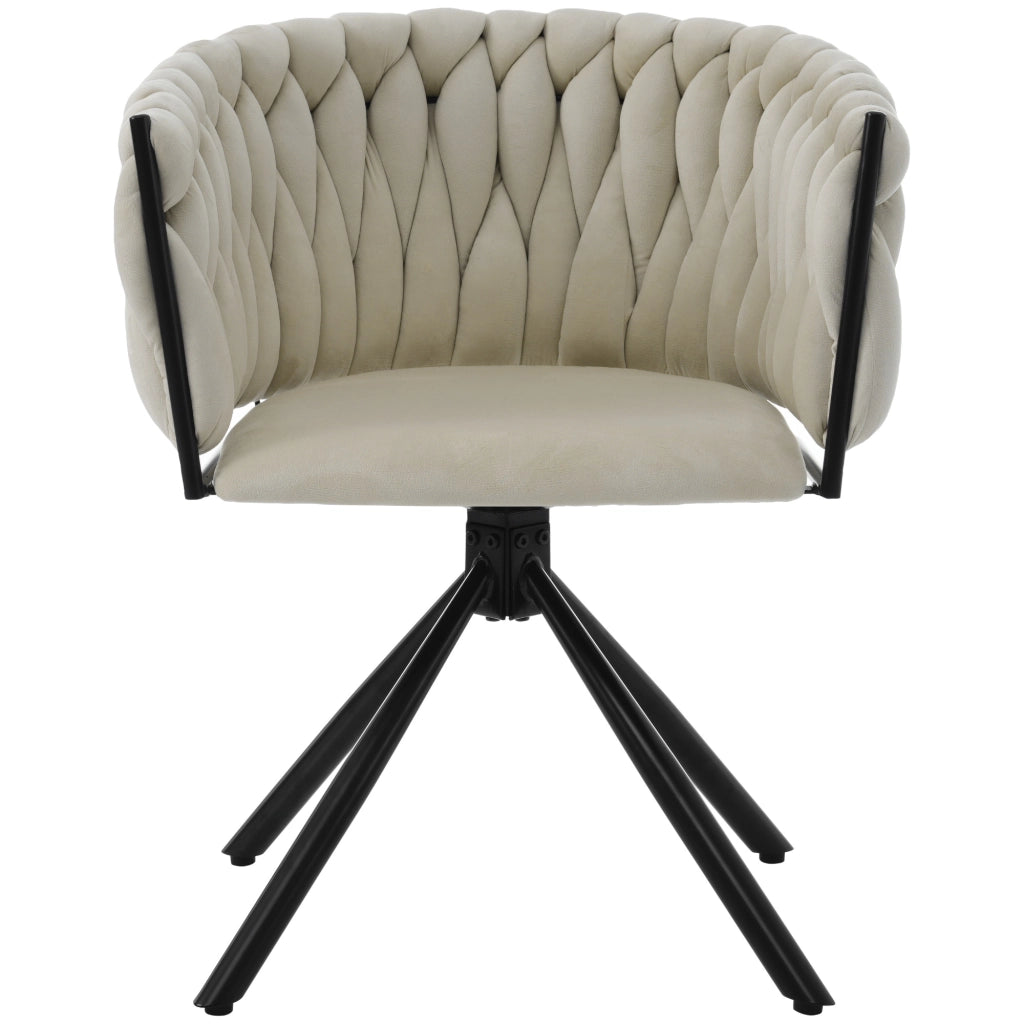 Sedia da Pranzo Girevole in Velluto, Set 4 Pezzi ¨C Xylo ¨C Beige, Gambe in Metallo