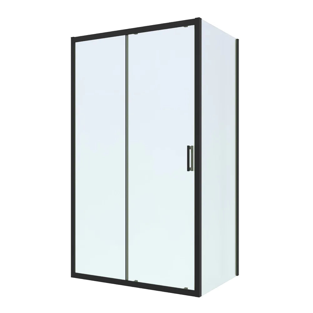 Box doccia 70x150 cm scorrevole profili nero opaco vetro temperato 6mm trasparente anticalcare h198 | Tahiti