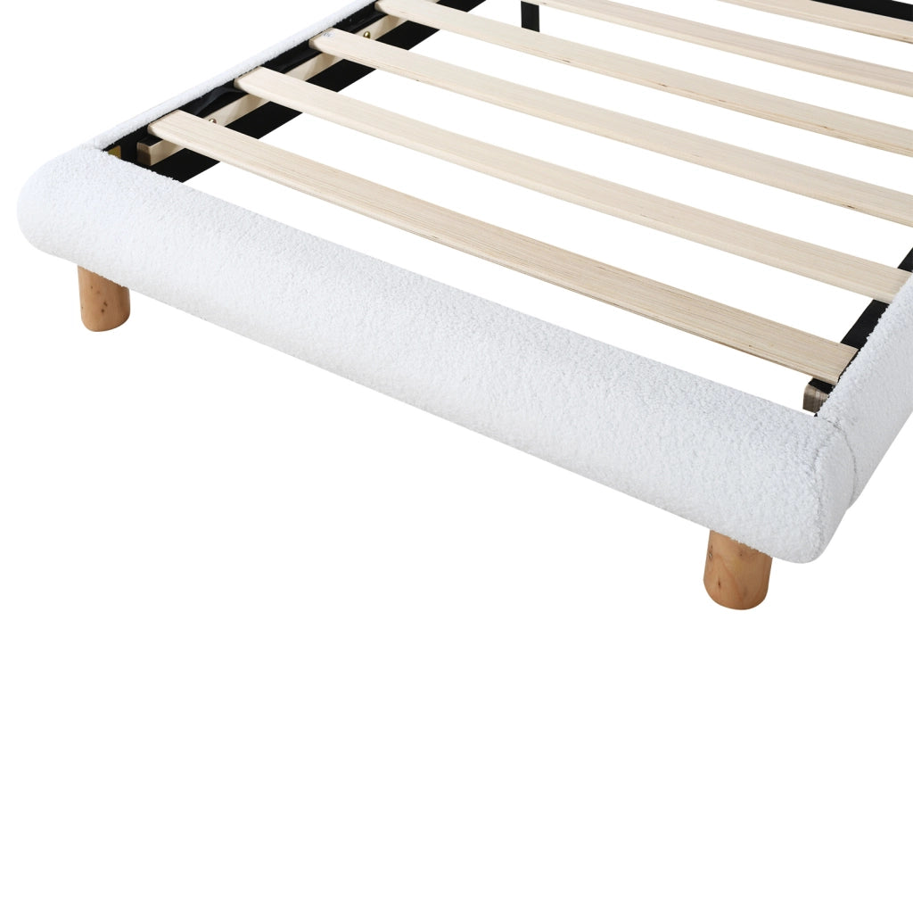 LETTO imbottito 90x200 cm Bouclé Bianco