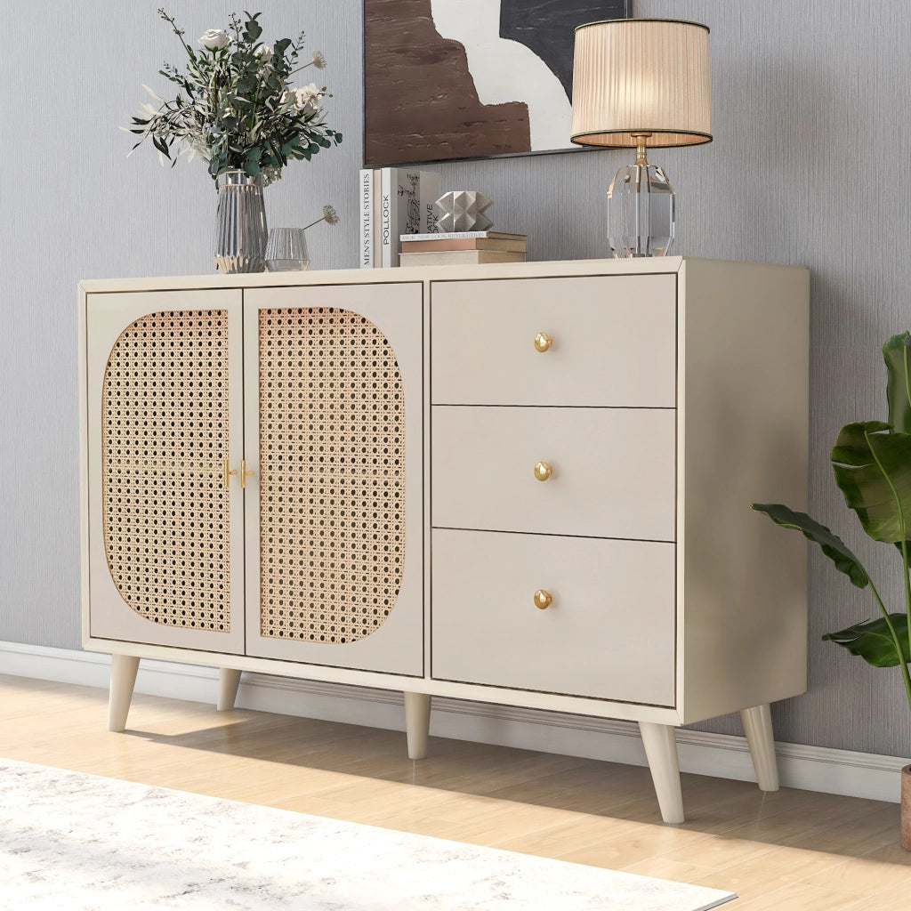 Credenza Porta TV con Ante e Cassetti ¨C Xylo ¨C Bianco Offwhite, 120 cm