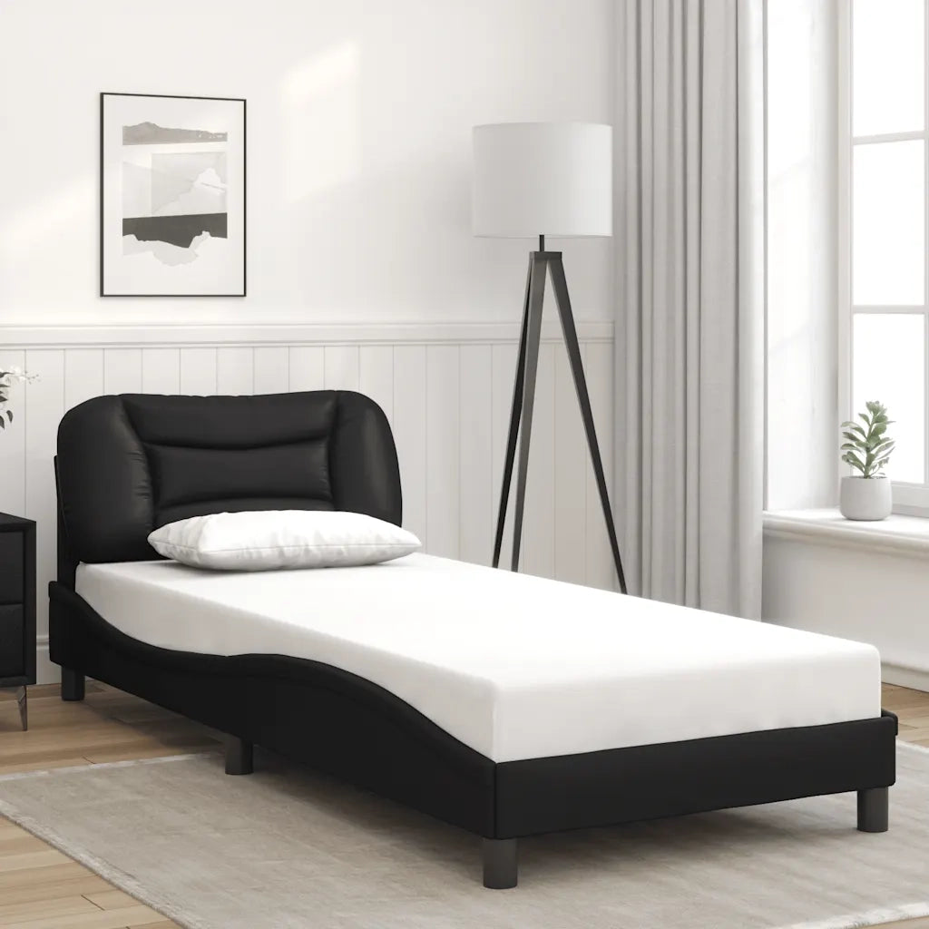 Giroletto senza Materasso-Struttura Letto Hvar Nero 90x190 cm in Similpelle
