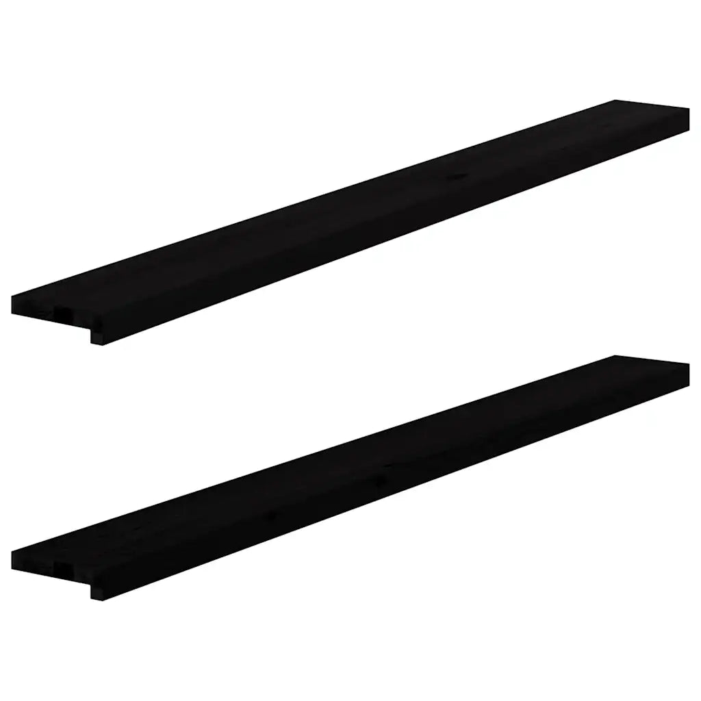 Davanzali 2 pz Marrone-nero 160x15x2 cm Legno Massello Rovere 4009172