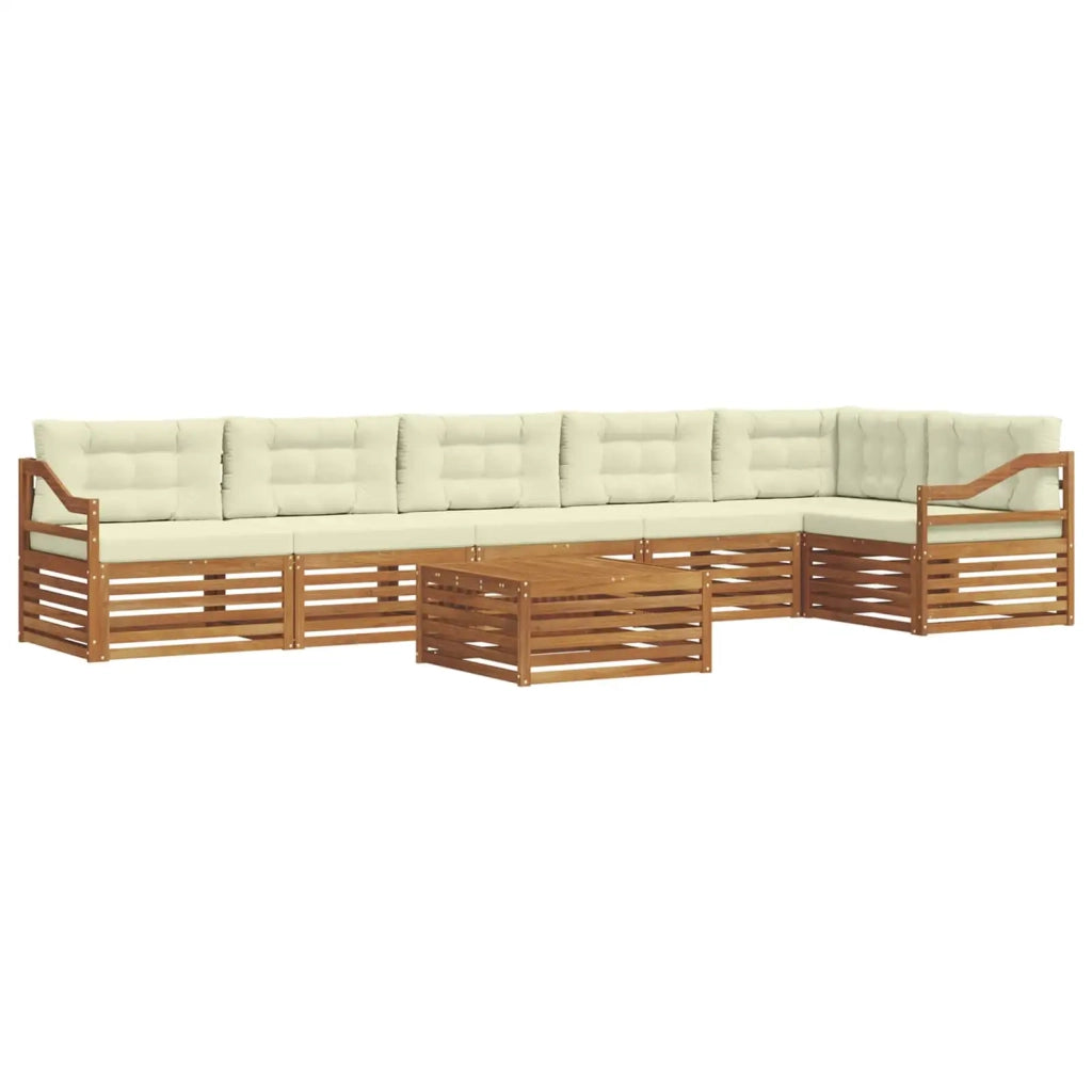 Set di divani da esterno con cuscino 7 pcs Naturale e Crema 3373595